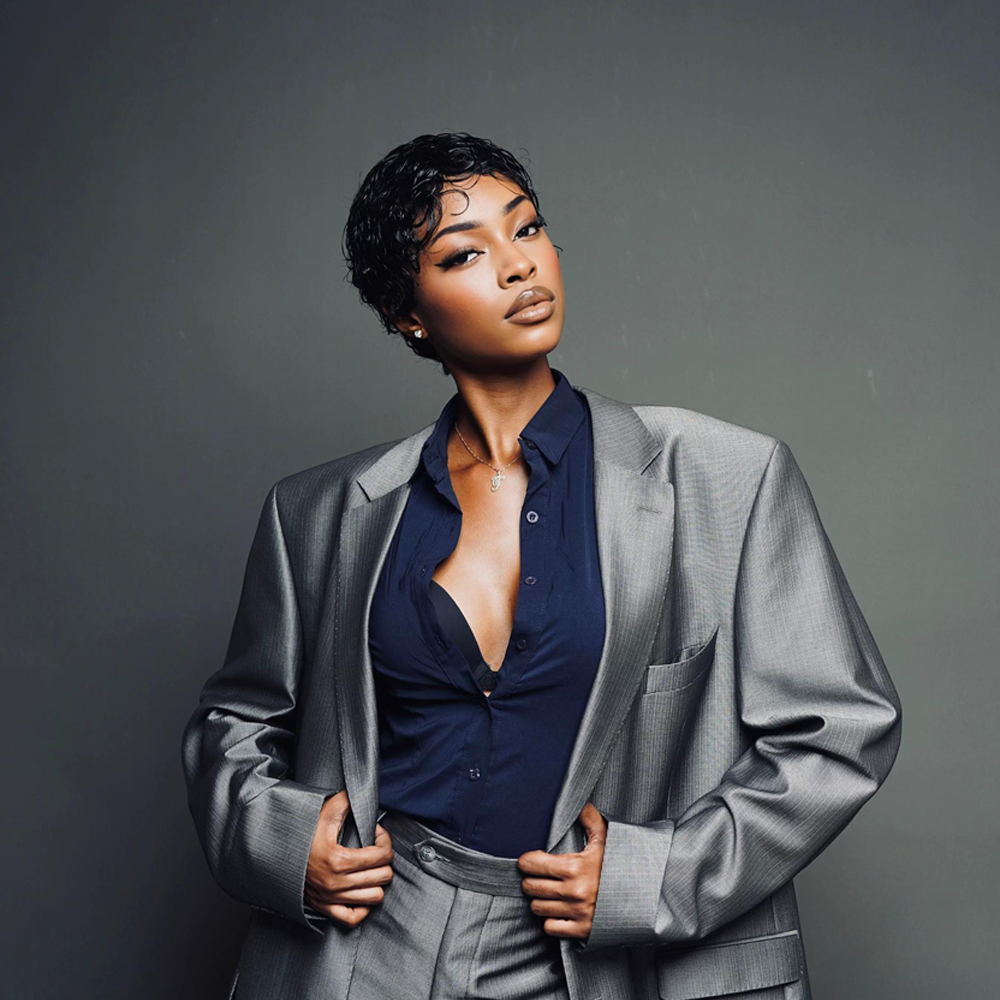 BlackBeautyHair 100% human hair short pixie curl & choima hair wig natural black color