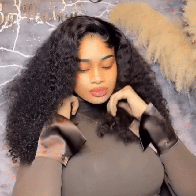 Black Beauty Hair 13X4  transparent lace  Raw Hair SDD 350% Density Funmi Wig Romance Curl Natural