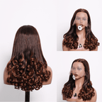 Black Beauty Hair 13X4 Vietnam Raw Hair Wig Baba Curl Wavy T2/4 color