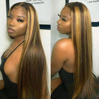 BlackBeautyHair 13X4 DD Highlight Wigs Colored Straight Lace Front Wig