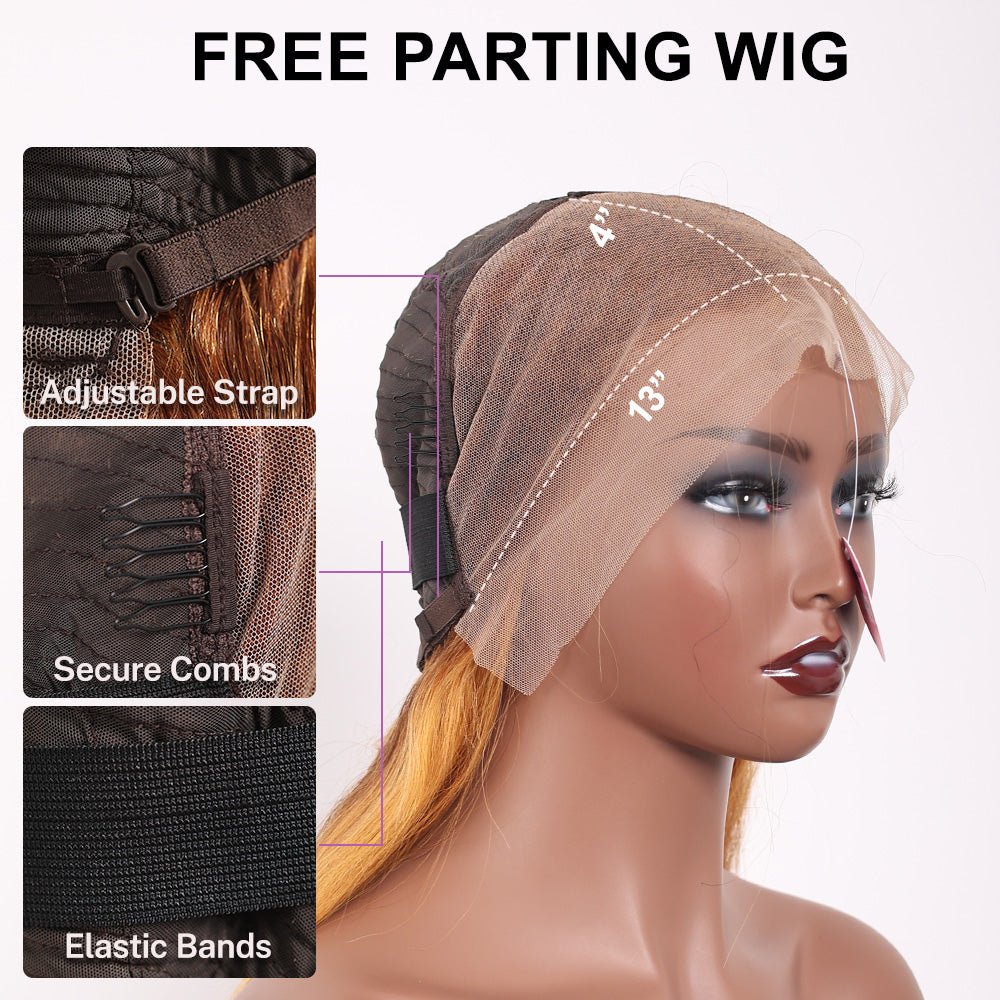 BlackBeautyHair 13X4 DD Highlight Wigs Colored Straight Lace Front Wig