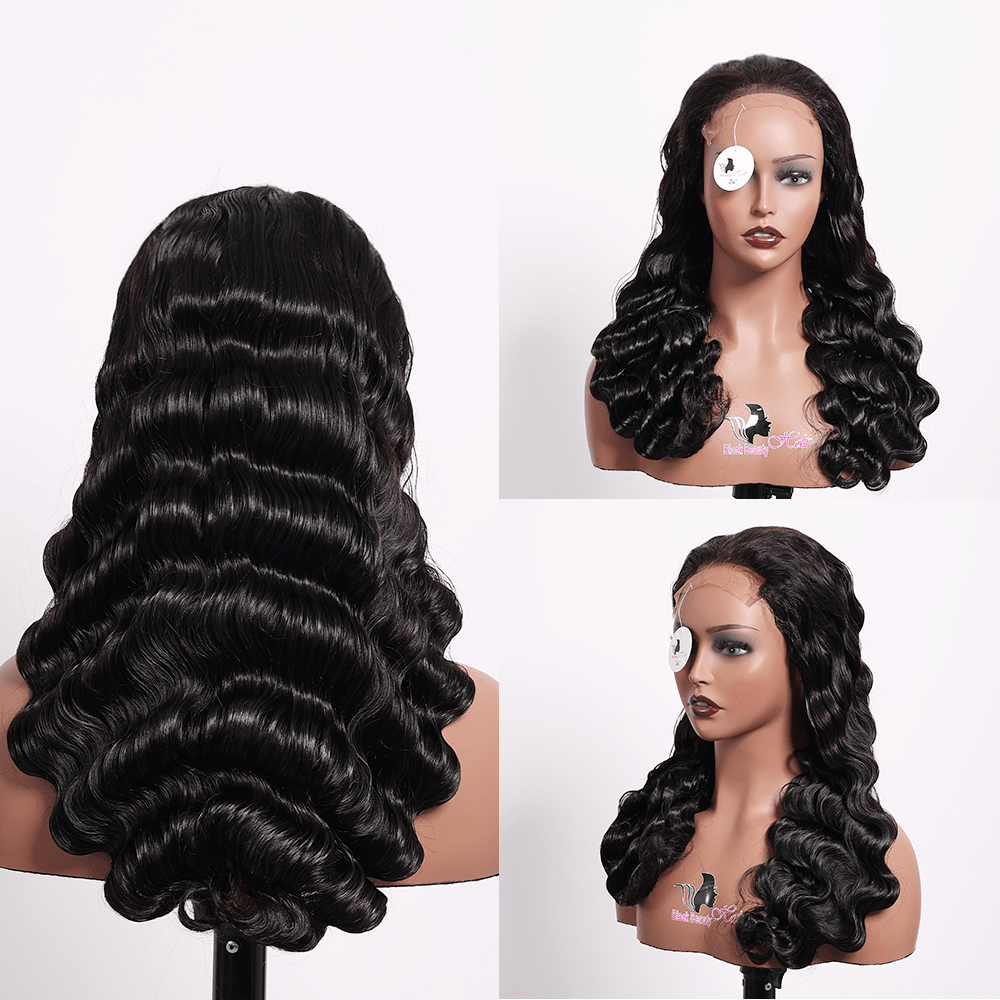 BlackBeautyHair 5×5 BBH lace closure Vietnam raw SDD 350% denisty loose deep wave funmi wig natural black