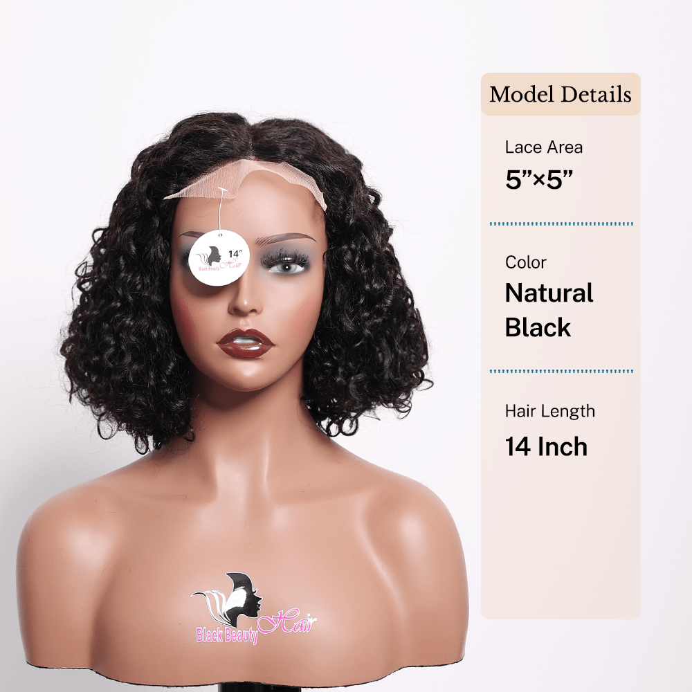 BlackBeautyHair 5×5 BBH lace closure Vietnam raw SDD 450% denisty Elan curl wig natural black